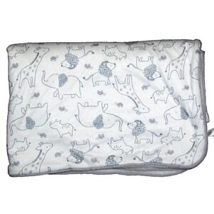 Carters Child of Mine Baby Blanket Safari Animals Gray White Elephant Lion Rhino